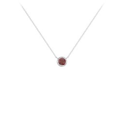 Bezel Set 4mm Gemstone Pendant in 925 Sterling Silver with Garnet