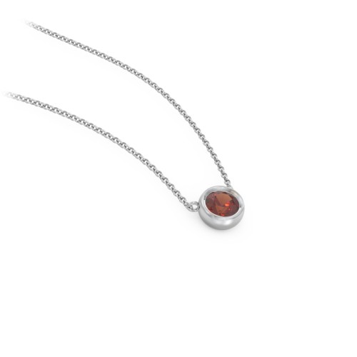 Bezel Set 4mm Gemstone Pendant – Sterling Silver with Garnet