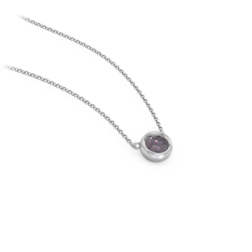 Bezel Set 4mm Gemstone Pendant – Sterling Silver with Alexandrite