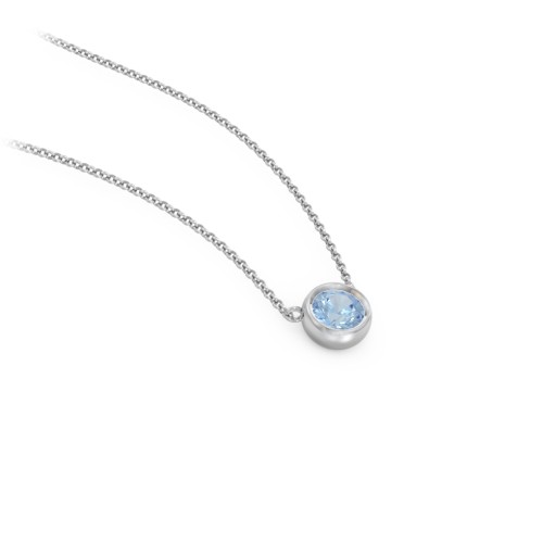 Bezel Set 4mm Gemstone Pendant – Sterling Silver with Blue Topaz