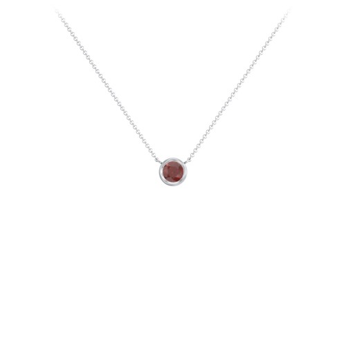 Bezel Set 4mm Gemstone Pendant – Sterling Silver with Garnet