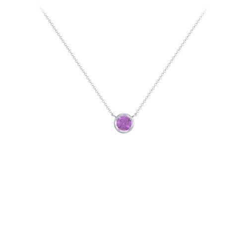 Bezel Set 4mm Gemstone Pendant – Sterling Silver with Amethyst