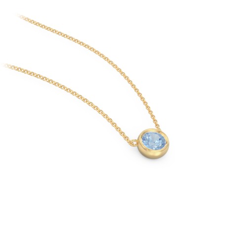 Bezel Set 4mm Gemstone Pendant – 10K Yellow Gold with Blue Topaz