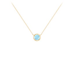 Bezel Set 5mm Gemstone Pendant in 10K Solid Yellow Gold with Blue Topaz
