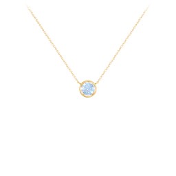 Bezel Set 5mm Gemstone Pendant in 18K Gold Plated Silver with Aquamarine