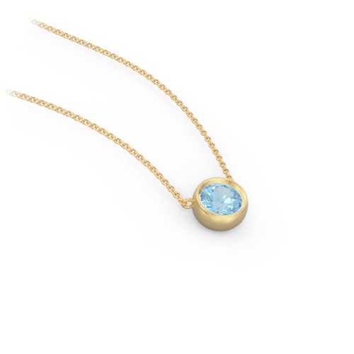 Bezel Set 5mm Gemstone Pendant – 10K Yellow Gold with Blue Topaz