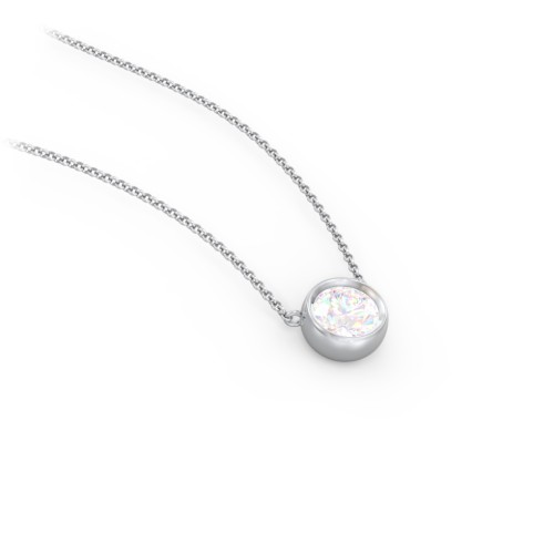 Bezel Set 5mm Gemstone Pendant – Sterling Silver with Diamond