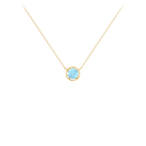 Bezel Set 5mm Gemstone Pendant – 10K Yellow Gold with Blue Topaz