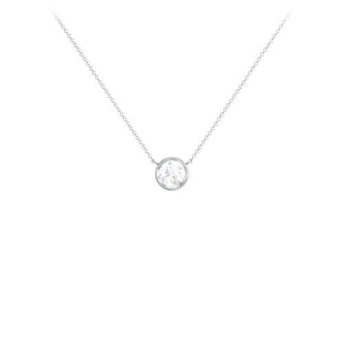 Bezel Set 5mm Gemstone Pendant – Sterling Silver with Diamond