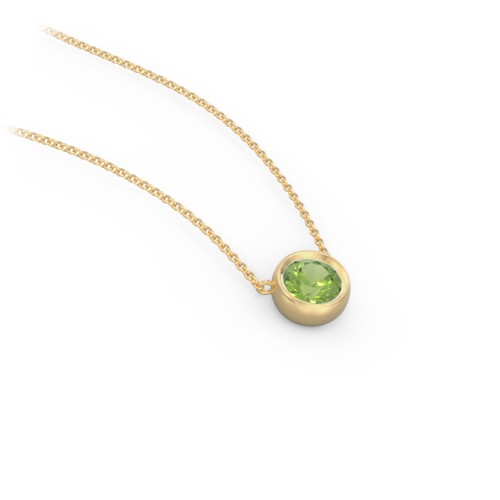 Bezel Set 5mm Gemstone Pendant – 18K Gold Plated Silver with Peridot
