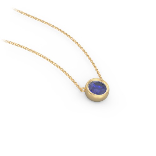 Bezel Set 5mm Gemstone Pendant – 18K Gold Plated Silver with Blue Sapphire