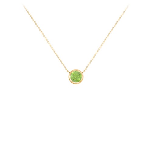 Bezel Set 5mm Gemstone Pendant – 18K Gold Plated Silver with Peridot
