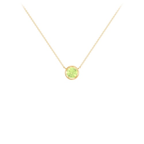 Bezel Set 5mm Gemstone Pendant – 18K Gold Plated Silver with Peridot