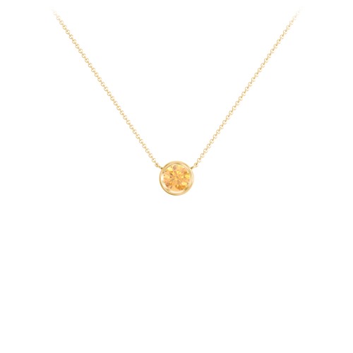 Bezel Set 5mm Gemstone Pendant – 18K Gold Plated Silver with Citrine