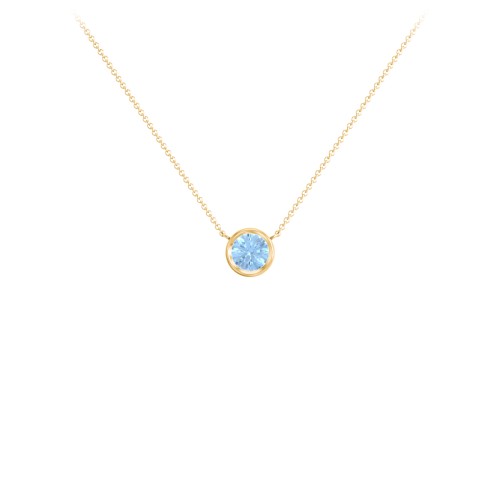Bezel Set 5mm Gemstone Pendant – 18K Gold Plated Silver with Blue Topaz