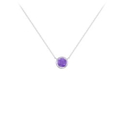Bezel Set 5mm Gemstone Pendant in 925 Sterling Silver with Amethyst