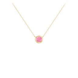 Bezel Set 5mm Gemstone Pendant in 10K Solid Yellow Gold with Pink Tourmaline
