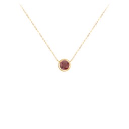 Bezel Set 5mm Gemstone Pendant in 10K Solid Yellow Gold with Garnet