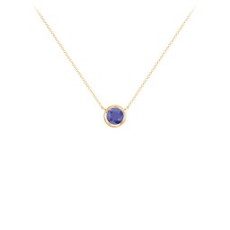 Bezel Set 5mm Gemstone Pendant in 10K Solid Yellow Gold with Blue Sapphire