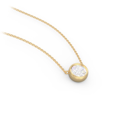 Bezel Set 5mm Gemstone Pendant – 10K Yellow Gold with Cubic Zirconia
