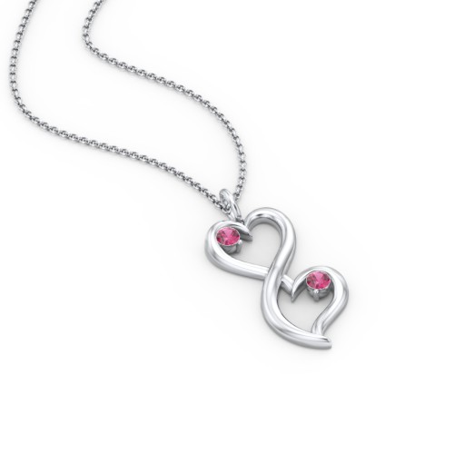 Stacked Hearts Gemstone Necklace – Sterling Silver with Ruby