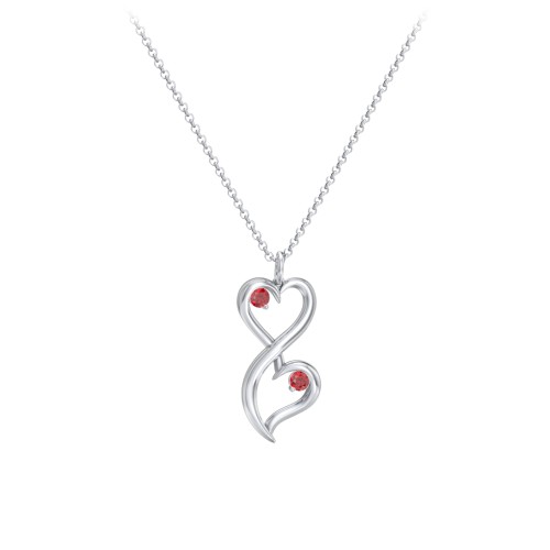 Stacked Hearts Gemstone Necklace – Sterling Silver with Garnet