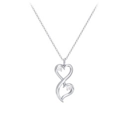 Stacked Hearts Gemstone Necklace in 925 Sterling Silver with Diamond