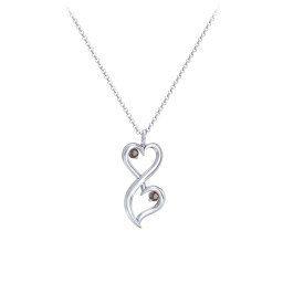 Stacked Hearts Gemstone Necklace in 925 Sterling Silver with Smokey Quartz