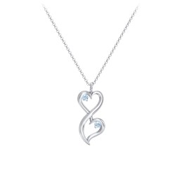 Stacked Hearts Gemstone Necklace in 925 Sterling Silver with Blue Topaz