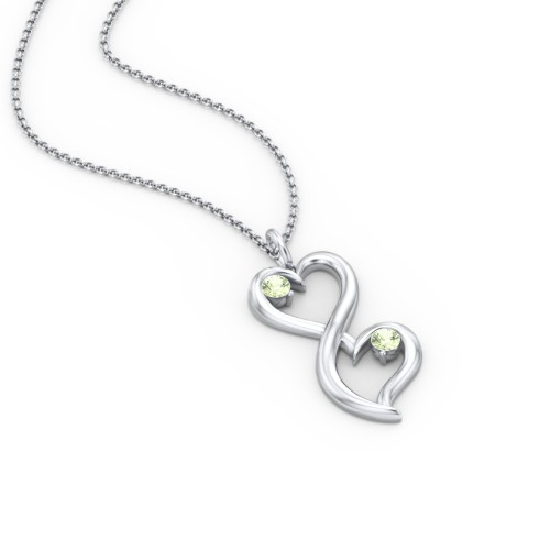 Stacked Hearts Gemstone Necklace – Sterling Silver with Peridot