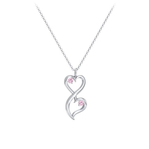 Stacked Hearts Gemstone Necklace – Sterling Silver with Pink Tourmaline