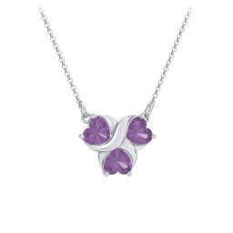 Love and Kisses 3 Gemstone Pendant in 925 Sterling Silver with Amethyst