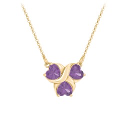 Love and Kisses 3 Gemstone Pendant in 18K Gold Plated Silver with Amethyst