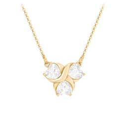 Love and Kisses 3 Gemstone Pendant in 18K Gold Plated Silver with Diamond