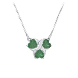 Love and Kisses 3 Gemstone Pendant in 925 Sterling Silver with Emerald