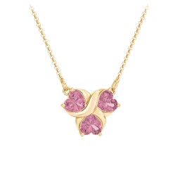 Love and Kisses 3 Gemstone Pendant in 18K Gold Plated Silver with Pink Tourmaline