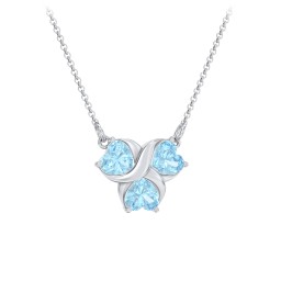 Love and Kisses 3 Gemstone Pendant in 925 Sterling Silver with Blue Topaz