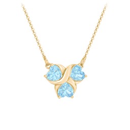 Love and Kisses 3 Gemstone Pendant in 18K Gold Plated Silver with Blue Topaz