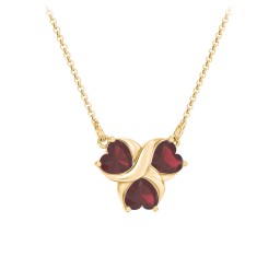 Love and Kisses 3 Gemstone Pendant in 18K Gold Plated Silver