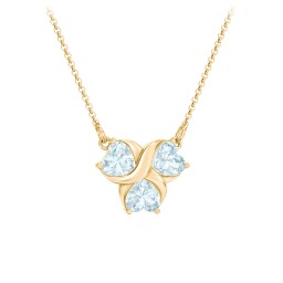 Love and Kisses 3 Gemstone Pendant in 18K Gold Plated Silver with Aquamarine