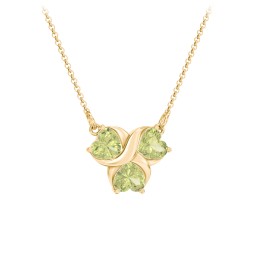 Love and Kisses 3 Gemstone Pendant in 18K Gold Plated Silver with Peridot