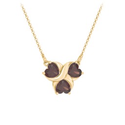 Love and Kisses 3 Gemstone Pendant in 18K Gold Plated Silver with Garnet