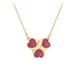 Love and Kisses 3 Gemstone Pendant in 18K Gold Plated Silver with Ruby