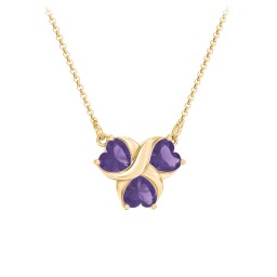 Love and Kisses 3 Gemstone Pendant in 18K Gold Plated Silver with Amethyst