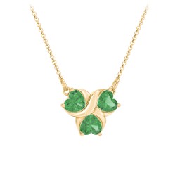 Love and Kisses 3 Gemstone Pendant in 18K Gold Plated Silver with Emerald
