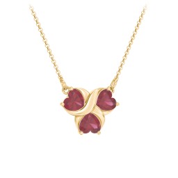Love and Kisses 3 Gemstone Pendant in 18K Gold Plated Silver with Ruby