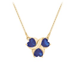 Love and Kisses 3 Gemstone Pendant in 18K Gold Plated Silver with Blue Sapphire