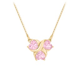 Love and Kisses 3 Gemstone Pendant in 18K Gold Plated Silver with Pink Tourmaline