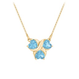 Love and Kisses 3 Gemstone Pendant in 18K Gold Plated Silver with Blue Topaz