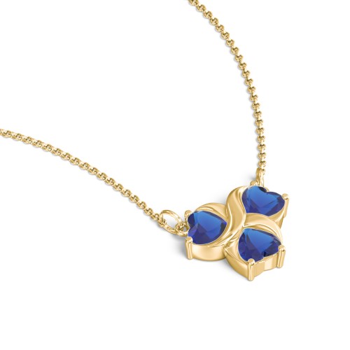 Love and Kisses 3 Gemstone Pendant – 18K Gold Plated Silver with Blue Sapphire